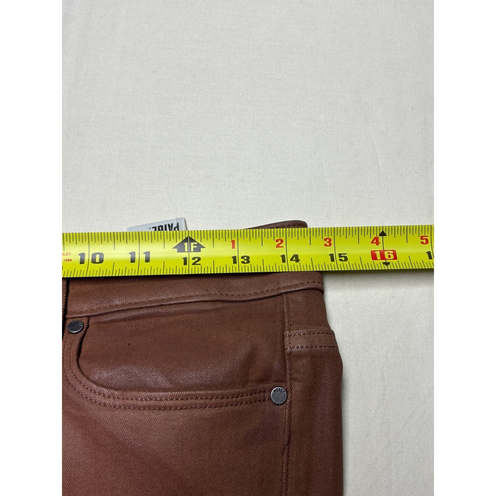 Paige Cindy Brown Coated High Rise Straight Leg‎ Jeans Womens 28X27 5547799-1917 - Picture 8 of 12
